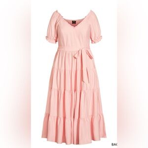 SOLD City chic pink puff sleeve maxi dress